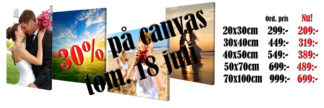 30% rabatt på alla canvas tom. 18 juli